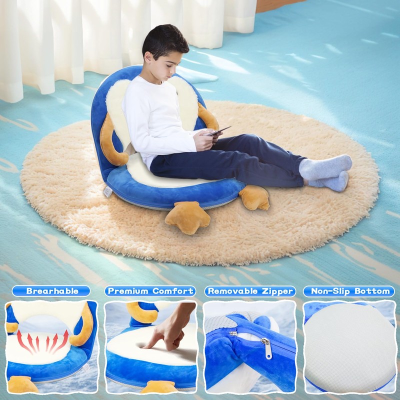 Floor Chair for Kids, Penguin Floor Seating with Back Support