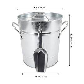 Cubitera con Pala de Hielo, Lámina Galvanizada de Doble Pared Recipiente Enfriador de Cerveza con Aislamiento Redondo de Plástico con Asa y Tapa Cubo de Hielo Redondo (Color de)