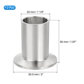 PATIKIL Stainless Steel 304 Sanitary Fitting, 2pcs Long Weld Clamp Ferrule Pipe Fitting 1 1/4"(32mm) Tube OD Connector 50.5mm Ferrule Flange OD for Brewery Winery Food Processing