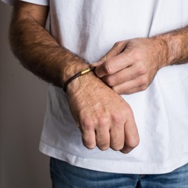 Akitsune Silva Leather Bracelet Magnetic Clasp, 5 mm, Women’s Men’s Stainless Steel Simple Bracelet - Silver, Matt Black, Gold, Stainless Steel