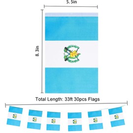 GSYLPFT Guatemala Flags Guatemalan String Flag Banners for Patriotic Events Independence Day Sports Bars Inside Outside Decorations 33 Feet 30 Flags
