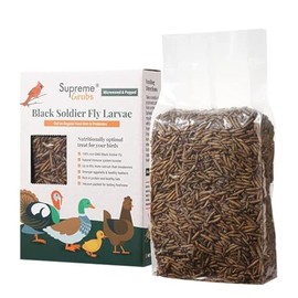 Supreme Grubs Natural Black Soldier Fly Larvae for Chickens, 85X More Calcium Than Mealworms-High Protein Grub Food Chicken Treats for Hens, Probiotic & Calcium Rich Chicken Feed, Bird Treat 1lb