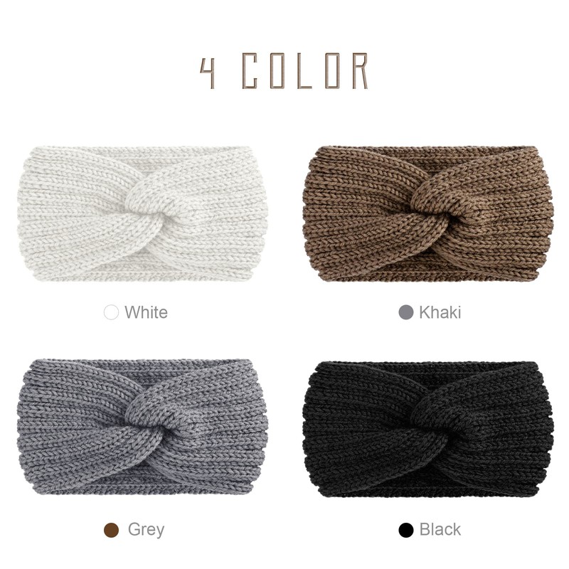 TecUnite 4 Pieces Chunky Knit Headbands Braided Winter Headbands Ear