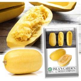 Spaghetti Squash Seeds for Planting - 25+ Non-GMO Heirloom Seeds, Premium Vegetable for Healthy Pasta Alternative, Easy to Grow, Ideal for Gardens & Containers (Isla's Garden Seeds)