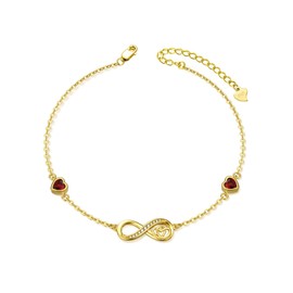 SOULMEET 925 Sterling Silver Infinity Heart Anklet for women large Bracelet Endless Love Symbol Charm Adjustable Anklet Gift for Her Birthday Aniversary