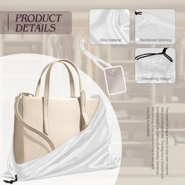 Manyshofu 7 Pack Satin Dust Bags for Handbags Storage, Silky Shoe Bag White Drawstring Bags for Shoes & Purses - Silk Dust Cover Bag Dustproof Bags Protector Travel Storage Pouch(23.6 x 19.6)