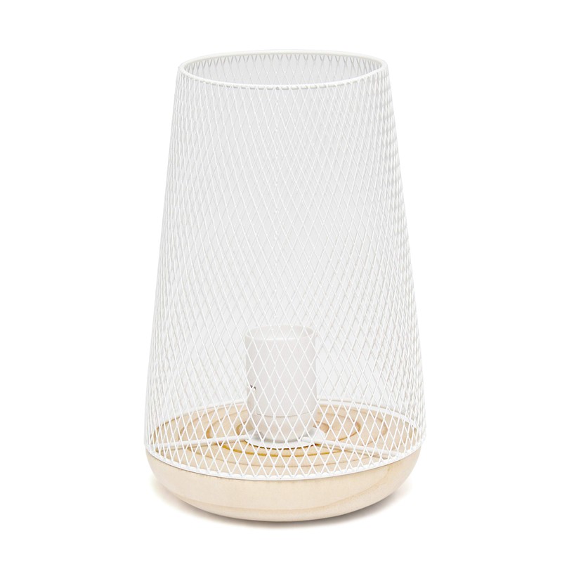 Simple Designs LT1074-WHT Wired Mesh Uplight Table Lamp, White