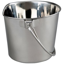 Advance Pet Products Heavy Stainless Steel Flat Side Bucket, 4-Quart