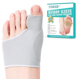 2PCS Bunion Corrector, Bunion Sleeve with Relief Pads, Hallux Valgus Splint, Big Toe Side Protector Socks, Toe Spacers for Men & Women Day Night Wear, Reusable, Left/Right（grey）