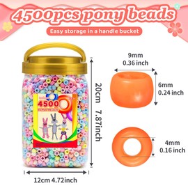 Iooleem Pony Beads(4500pcs Candy Macaroon Pony Beads), Beads for Bracelets Making, Crafts, Beading Supplies, Friendship Bracelets Making.