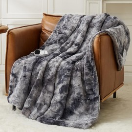 Homemate Heated Blanket Electric Twin - 62x84 Heating Blanket Twin 5 Gears Auto-Off 10 Heat Levels Heat Blanket Over-Heat Protection Luxury Faux Fur Sherpa Heater Blanket Electric ETL Certification