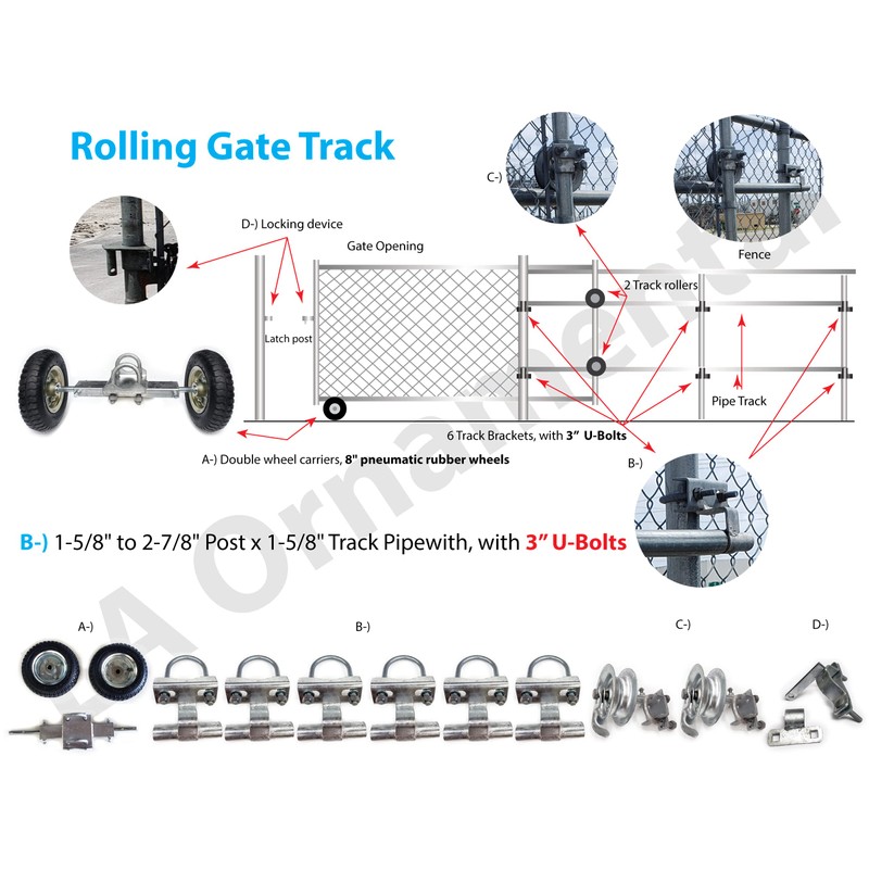Rolling Sliding GATE Track Bracket for 1-5/8" Track Pipe &