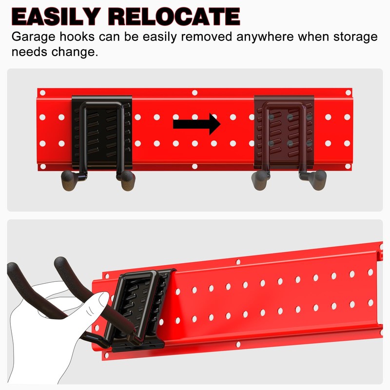 NattyDot Garage Tool Organizer Wall Mount 49.5inch With 9 Hooks,Shovel