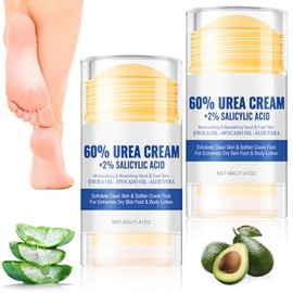 2PCS Crema Hidratante para Pies, Exfoliating Moisturizing Foot Ointment con urea 60, Crema Para Eliminar Callos para manos, codos y pies secos y agrietados (40 g)