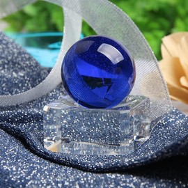 Ximimark 1 Pcs 30mm Asian Rare Natural Obsidian Sphere with Stand Large Crystal Ball Healing Stone in Lake Blue