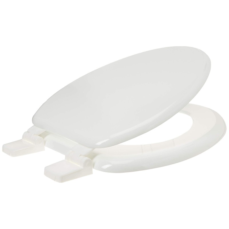 EZ-FLO White Wood Toilet Seat with Lid, Elongated, 65907