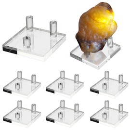 Hipiwe 8 Pack Clear Acrylic Rock Display Stand Coral Display Holder with Square Base Three Peg Acrylic Display Stand for Geodes Mineral Agate Small Collectibles, 2 x 2 Inch