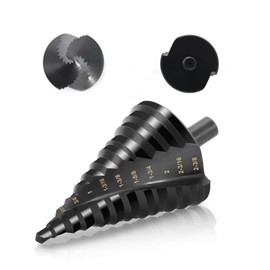 COMOWARE Unibit Step Drill Bit for Metal, 12 Size from 1/4" to 2-3/8", M2 HSS High Speed Steel, 2 Spiral Flute, 3-Flat Shank, Hole Drill Bit for Steel Sheet Copper Aluminum Wood Board Plastic Iron