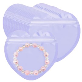 UgyDuky 100Pcs Heart-Shaped Jewelry Bags, 10x10cm Clear Resealable Baggies, Cute Mini Packaging Pouches for Small Business Valentine's Day Earrings Necklaces Jewelry Wedding Party Favor (Purple)