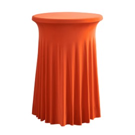 iEventStar 24 inches 24" Highboy Cocktail Round Stretch Spandex Table Cover Table Skirt High Top Tablecloth (24" x 43", Orange)