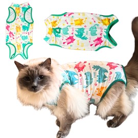 Cat Recovery Suit Surgical Onesie for Post Surgery (Neuter/Spay), Wounds and Skin infections for Male or Female Cats. Comfortable, Safe, (no Loose Cords) Cone Alternative. (Small)
