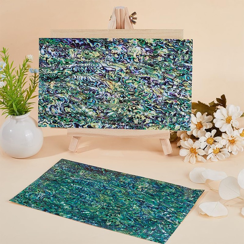 GORGECRAFT 241x140mm 2Pcs Abalone Shell Stick Abalone Veneer Sheet Green