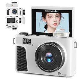 Zunate Cámara Digital de 8k para Fotografía, Cámara de Vlogging WiFi de 88MP, Cámara de Video de Enfoque Automático UHD 3in180 ° Pantalla con Zoom Dig