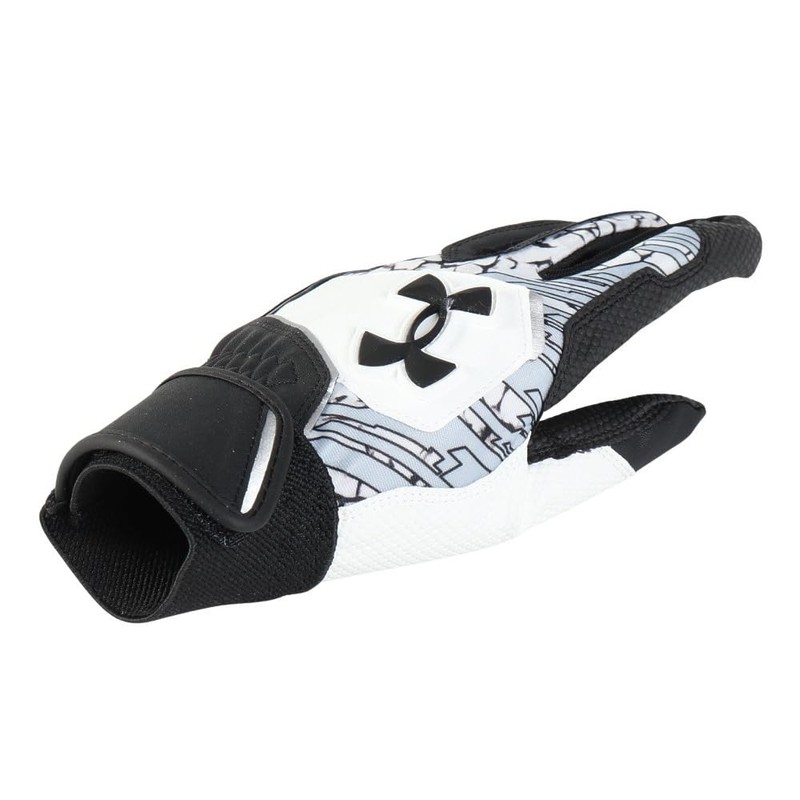 UA Clean Up Batting Gloves 6001310 (002), Black, White, Black,