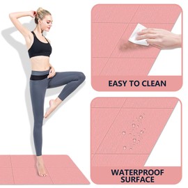 LeapBeast Reiseyogamatte Faltbar, 183 * 61CM Yogamatte Rutschfest inkl Tasche, 6MM Sportmatte Fitness Pilates Sport Gymnastikmatte Rutschfest (Basismodell, Rosa)