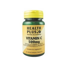 Health Plus Vitamin C 500mg Time Release : Vitamin C Supplement - 30 Tablets, in a Planet-Friendly 99% Recycled Pot