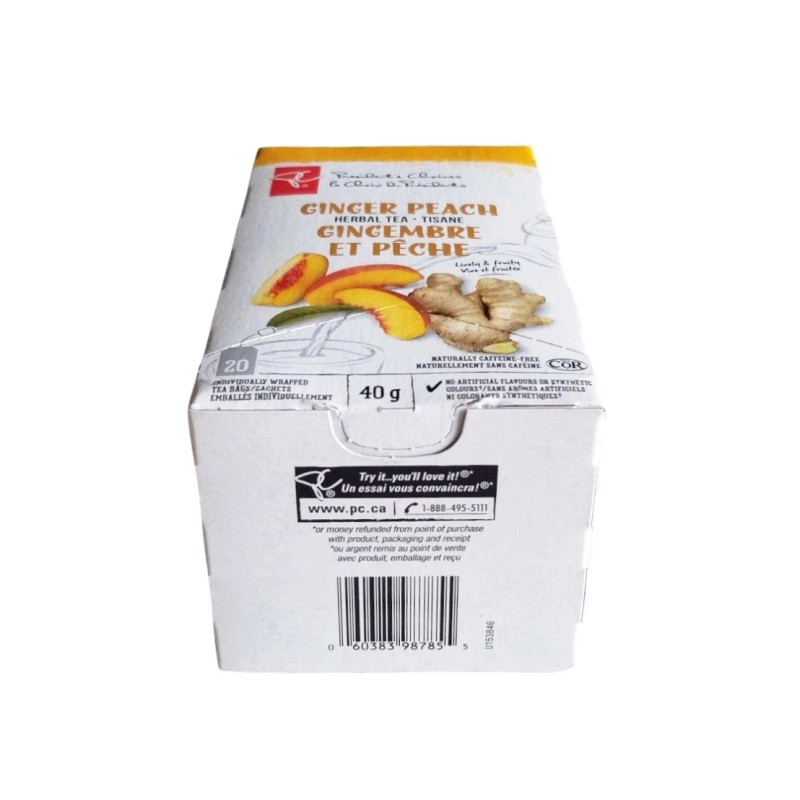 President's Choice Ginger Peach Herbal Tea, 20ct, 40g/1.4 oz. Box
