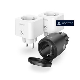Hama 2 x WiFi Sockets Matter + 1 x Waterproof IP44 (Measurement of Power Consumption, WiFi Socket Alexa/Google, App Control, No Hub Required, Program and Control Your Devices from the