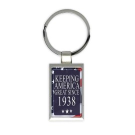 Gift Keychain : America Great 1938 Birthday Keeping Classic Flag Patriotic Age