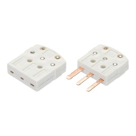 sourcing map U Type Thermocouple Wire Connectors Female Male Plug Adapter with 3 Prong Flat Pin Temperature 220°C(428°F) for Thermocouple Sensor Probe White 1 Set