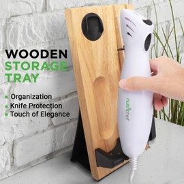 NutriChef Electric Carving Turkey Slicer Kitchen Knife | For Thanksgiving | Portable Electrical Food Cutter Knife Set with Carving Blades & Wood Carving Stand | Cuts Meat, Bread, Cheese & Fruit