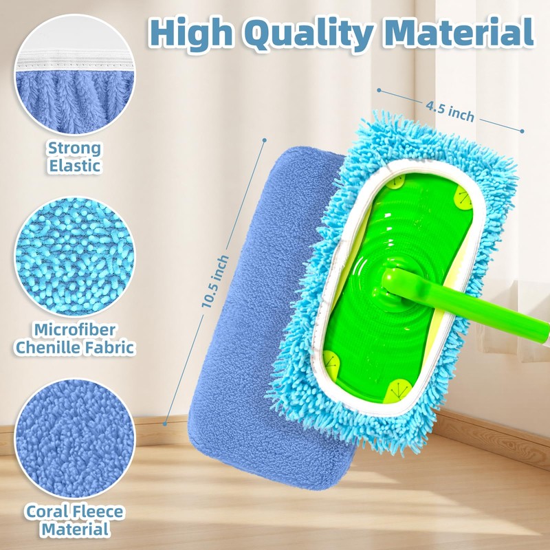 Nicemiya 4 Pack Reusable Mop Pads Compatible with Swiffer Sweeper