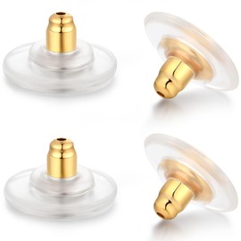 2 Pairs Earring Backs,925 Sterling Silver Earring Backs Replacements for Diamond Studs,14K White Gold Plated Hypoallergenic Secure Earring Backs (Gold)