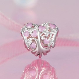 NINGAN I Love You Heart Charm 925 Sterling Silver Charm Bead for European Bracelets and Necklaces, Silver, Cubic Zirconia