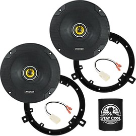 KICKER Speakers 6.5 inch for Jeep Liberty 2002-2012 Upgrade Kit - Pair of CS Series with Adapters and Harness, Coaxial 6 1/2 Car Audio Front/Rear Door Speaker CSC654, 46CSC654