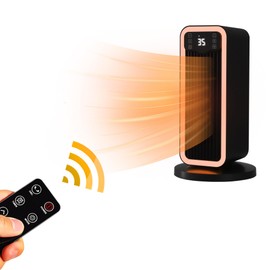 Space Heater, 1500W PTC Heater with ECO Thermostat System, Oscillating 70°, 12H Timer, Heaters for Indoor Use with Remote Control, 8 Color Changing Lights, Safety Features for Home Bedroom, Office