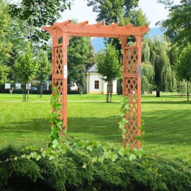 Costway 7' Outdoor Garden Wooden High Wedding Arch Arbor Plant Pergola Weather Resistant