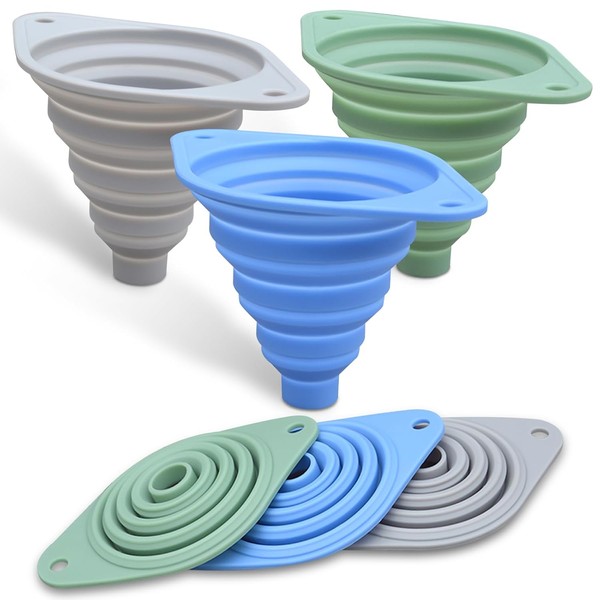 Kitchen Funnels Set 3 Pack,Funnel for Kitchen Use Filling Bottles,Silicone