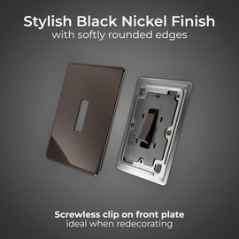 BG Electrical Single Wall Switch with LED Power Indicator, Double Pole, Screwless Front Plate, Slim Profile, Premium Flatplate, Black Nickel, 20A, FBN31