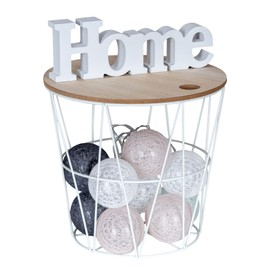 Metal Basket Height 22 cm White Metal Storage Basket Table Basket Wire Basket Lid Storage Design Decorative Table Home