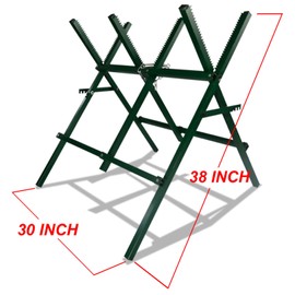 ANDGOAL Saw Horses Folding - Sawhorses Adjustable, Log Sawbuck Heavy Duty, Metal Sawhorses Wood Working, Sawbuck for Firewood with Chain 260 lbs Log Sawhorse Green