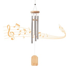 Wind Chime, Mini Good Luck, Wind Chime, Blessing, Gift, Doorbell, Outdoor, Indoor, Healing, Metal, Aluminum, 6 Pipes, Decorative, Beautiful Tone (1 Wind Chime)