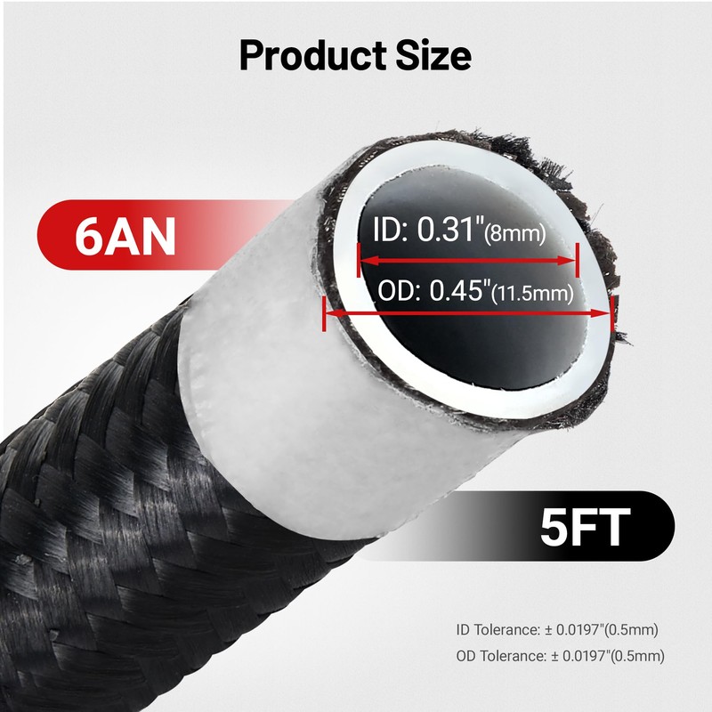 EVIL ENERGY 6AN PTFE Fuel Hose Line E85 Nylon Braided