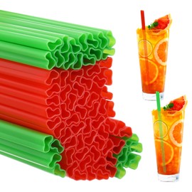 150 Pcs Plastic Straws Disposable Drinking Straw Bulk for Birthday Cocktail Spooky Party Supplies(Red,Green,Christmas Stocking)