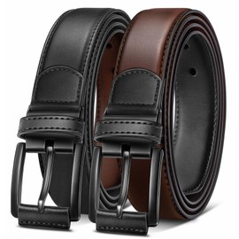 KEMISANT Men Reversible Belt-Leather Belt for Men Dress Casual Jeans 1 3/8",One Reverse For 2 Sides(Black/Retro Red Brown,38"-40" Waist Adjustable)