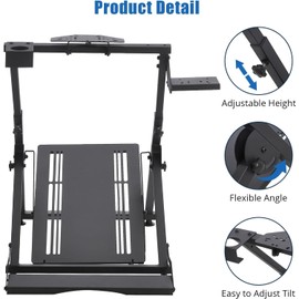 MilleLoom Racing Wheels Stand Sim Racing Wheel Stand Simulator Cockpit Stand Racing Steering Shifter Mount Fit for G25 G27 G29 G920 G923 Gaming Pedals Height Adjustable Foldable Gaming Steering Wheel